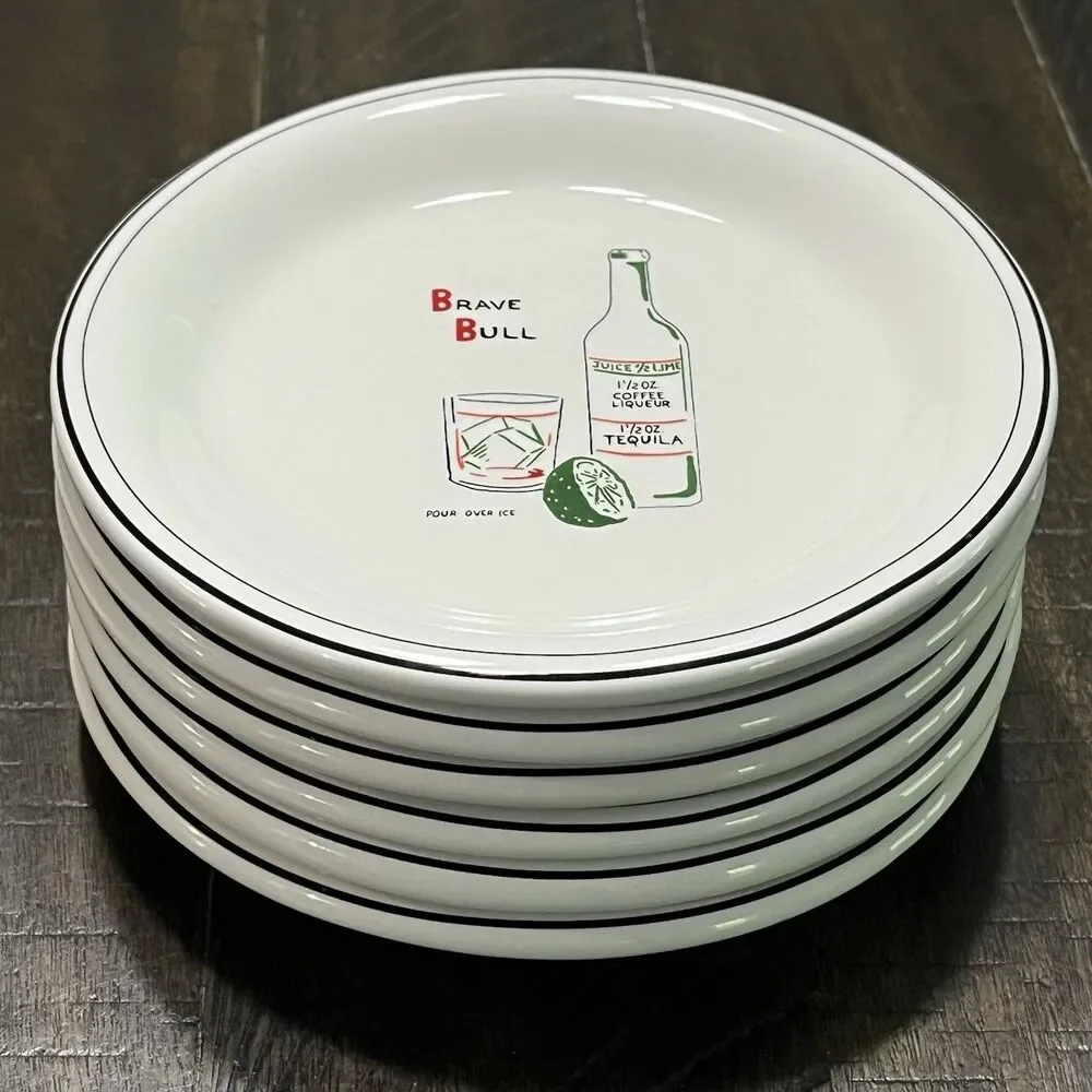 WILLIAMS & SONOMA Classic Cocktails Canapé Plates Set of 6 Martini Recipes